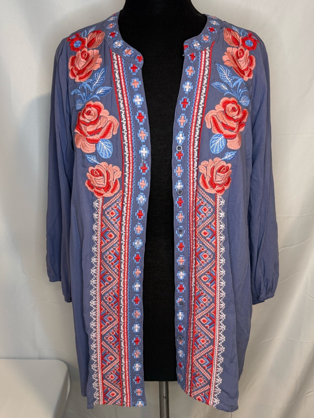 ANDREE BY UNIT Lavender Open-Front Embroidered Jacket